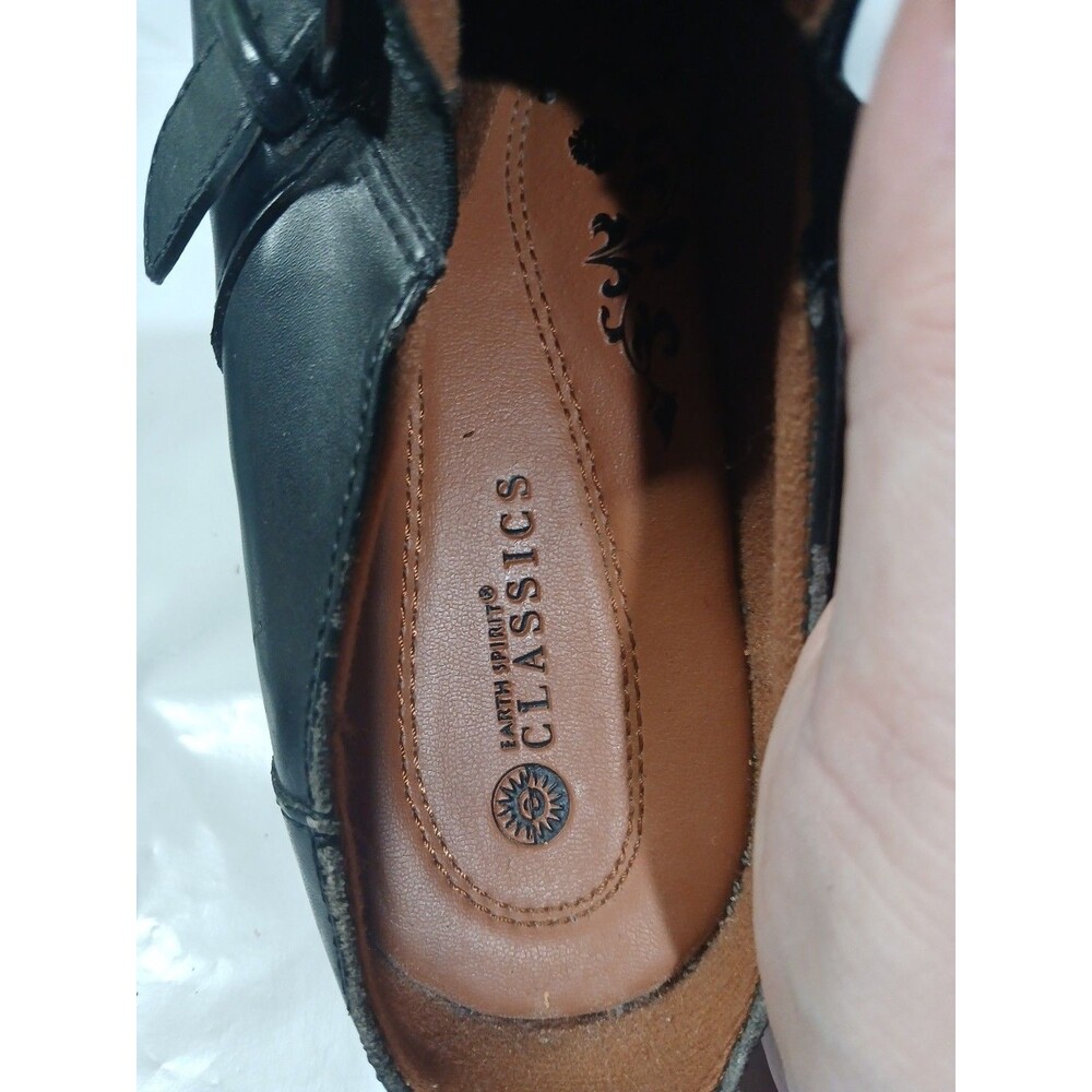 Earth Spirit Classics Emily Black Leather Mule Clog Slip On Heels Sz 10 - Picture 14 of 16